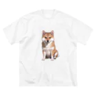 CHIKUSHOの柴犬のおすわりシャツ ビッグシルエットTシャツ