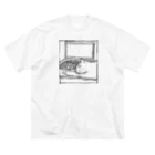 9livesworkの猫の手貸します。（ほぼ線画） ビッグシルエットTシャツ