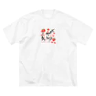 ひとやすみ　らいふのイチゴ猫 ビッグシルエットTシャツ