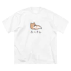 ねこなにもわからん の[筋トレ猫シリーズ]ふっきんねこちゃん[茶白猫] ビッグシルエットTシャツ