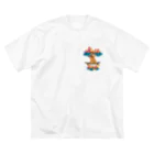 sloth_giraffeのスケートボードするワンコ ビッグシルエットTシャツ