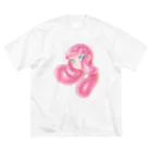 KEINE_のピンク髪の女の子 ビッグシルエットTシャツ