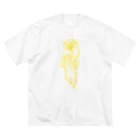 ペッチャリーノ・ヘチマチョフのスタンディング☆ネコ (yellow) ビッグシルエットTシャツ