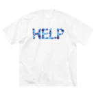 junichi-goodsのバルーン文字「HELP」（青色系） ビッグシルエットTシャツ