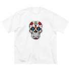 Fred HorstmanのColorful Skull   カラフル な スカル. はでな 頭蓋骨 ビッグシルエットTシャツ