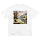 maikoのショップの静かな川辺の風景 ビッグシルエットTシャツ