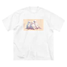 ちゅんちゅんショップの白いセキセイインコ 루즈핏 티셔츠