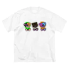 3wの数量限定 カラフルクマくんとネコくん Big T-Shirt