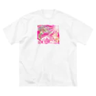 大漁旗　和柄のshopのピンク鳳凰　波　和柄 Big T-Shirt