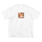 星パンダショップのほんよみかんねこ ビッグシルエットTシャツ