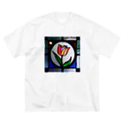 春待（April_Flour）の雨降りチューリップ（The tulip in the gentle rain.） ビッグシルエットTシャツ