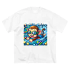 アニマルキャラクターショップのSwimming monkey Big T-Shirt