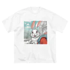 kawaki-yの愛くるしいうさぎ ビッグシルエットTシャツ