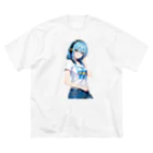 AIオリジナルイラスト　美女男子の青髪美女　名前はミズキ ビッグシルエットTシャツ