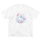 プチポップペインティングのゆめかわユニコーン ビッグシルエットTシャツ