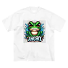 カエルグッズのANGRYカエル ビッグシルエットTシャツ