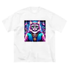 AIフォトSHOPのイケ猫DJ ビッグシルエットTシャツ