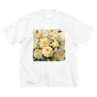 okierazaのペールイエローテーマの花束 ビッグシルエットTシャツ