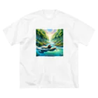 k.a.u.j.7の時間の流れを象徴する川の中でゆったりと泳ぐ、ナマケモノの姿🌿 Big T-Shirt