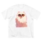 AQUAMETAVERSEのサングラスをかけた、かわいい犬 Marsa 106 ビッグシルエットTシャツ