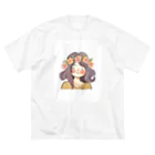 moanaの水彩画　花冠の少女 ビッグシルエットTシャツ