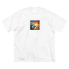 AQUAMETAVERSEのサフアー波を捕らえて進む ビッグシルエットTシャツ