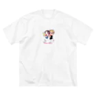 バツ2バツ1再婚夫婦公式ショップのバツ2バツ1再婚夫婦イラスト ビッグシルエットTシャツ