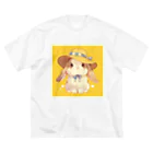 AQUAMETAVERSEの帽子をかぶった可愛いウサギ Marsa 106 ビッグシルエットTシャツ