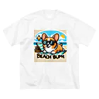 keikei5の夏のおしゃれ大作戦！ピーチカラーの柴犬 ビッグシルエットTシャツ