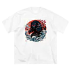 mokkongの熊和柄 ビッグシルエットTシャツ