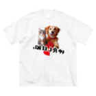 SHOP凛々ぱっぱの犬と猫の仲良し日和 ビッグシルエットTシャツ