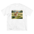 Animal Illustration shopの柴犬　Shiba Inu　水彩画風 Big T-Shirt