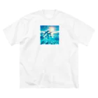 終わらない夢🌈の美しい海とイルカ🐬✨ ビッグシルエットTシャツ