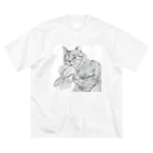 猫と犬のうちの子アート|Kobayashi Aiの桜ねこ|cherry blossom cat ビッグシルエットTシャツ