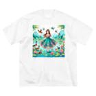 潮風の湖に佇む少女2 ビッグシルエットTシャツ