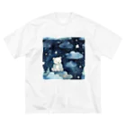 星降る夜にの夜空熊 ビッグシルエットTシャツ