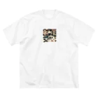EMAKIの和紋様 x 猫　禅庭園の猫 ビッグシルエットTシャツ