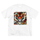 chaochao0701の浮世絵風　虎（顔）"Ukiyo-e style tiger (face)."  "浮世繪風格的虎（臉）。 ビッグシルエットTシャツ