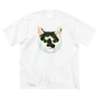 segasworksのねこさんのお顔（白黒ねこ） ビッグシルエットTシャツ