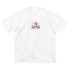 Y m @Y's shopの子猫とお花 ビッグシルエットTシャツ