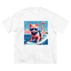 メロンパン猫のサーファーキャット ビッグシルエットTシャツ