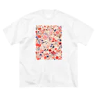 AQUAMETAVERSEの花柄のプリント　なでしこ1478 ビッグシルエットTシャツ