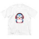 Vasetti_pressの赤いヘッドホンを付けているペンギン Big T-Shirt