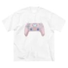 ふわぽこにゃんにゃんSHOP☁️🫧SUZURI支店のにゃんにゃん猫ゲームコントローラー ビッグシルエットTシャツ