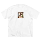 KikimimiネコのKikimimiネコ（ジャンプ） ビッグシルエットTシャツ