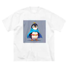 ganeshaのスーパーヒーローのマントを着たかわいいペンギン ビッグシルエットTシャツ