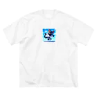 キュート＆クールのハイキック空手家クロネコ君 ビッグシルエットTシャツ