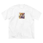 キュート＆クールのメガネのニャンコ３D・学校ver② ビッグシルエットTシャツ