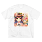 ピクセルパレットの可愛い女の子とお花10 ビッグシルエットTシャツ