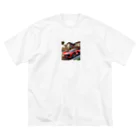 Minashのかっこいい赤いスポーツカー ビッグシルエットTシャツ